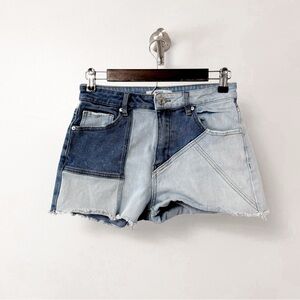 Madden NYC Two Tone Color Block Mom‎ Blue Denim Shorts 5